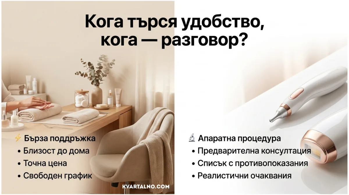 Инфографика кога при избор на козметик е достатъчно удобство и кога е нужна предварителна консултация