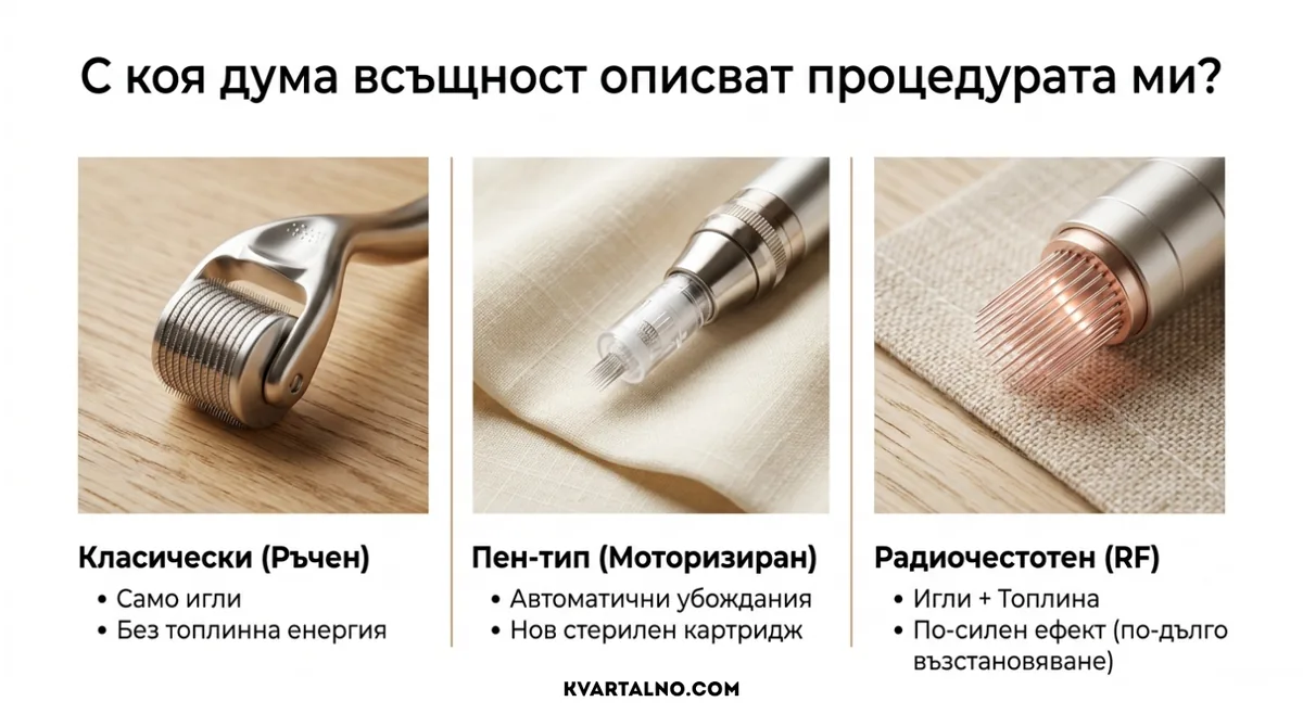 Инфографика за класически, пен-тип и радиочестотен микронидлинг