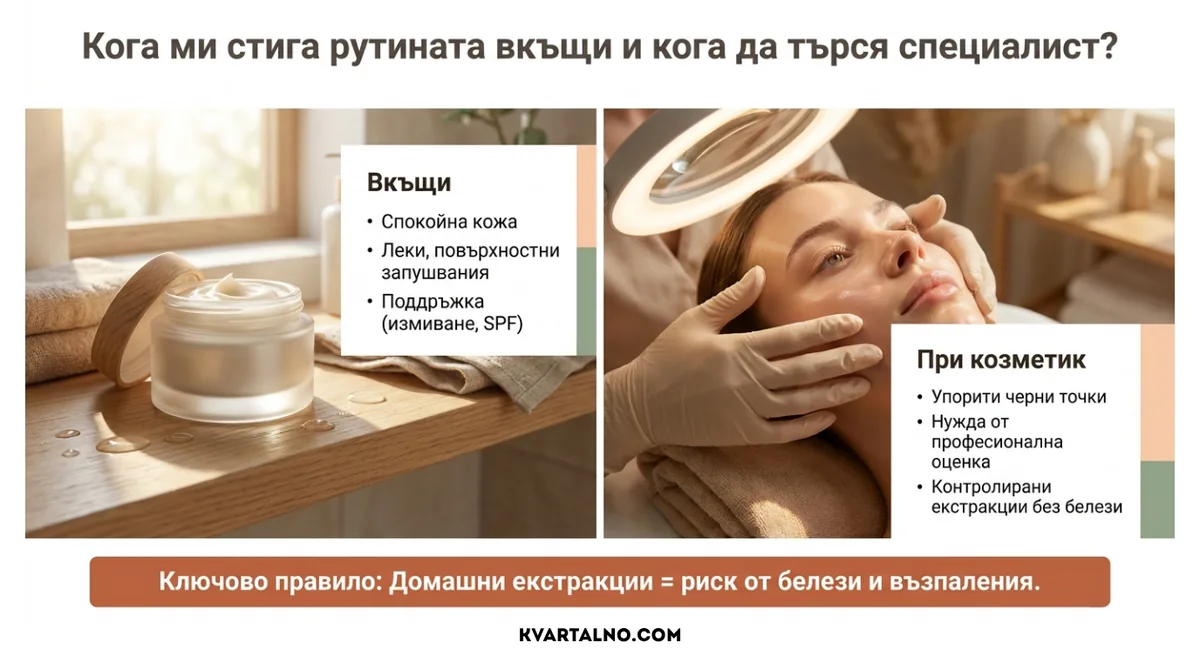 Инфографика кога домашната грижа е достатъчна и кога да потърсите козметик